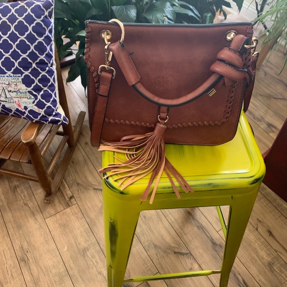 Top handle tassel crossbody Brown Leather bag - Picture 8 of 9